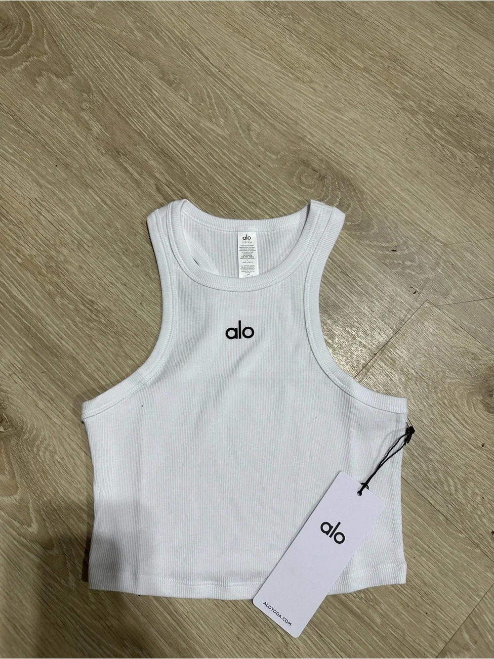 ALO Yoga Women White Ribbed Crop Tank Top